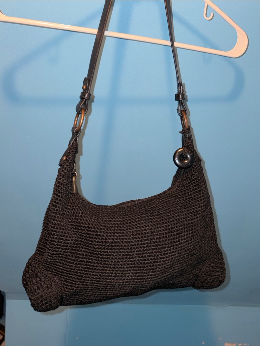 The Sak Handwoven Crochet Shoulder Bag in Black - Picture 9 of 9
